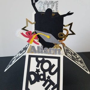 2026 Graduation Pop Up Box Card With Gift Card/Cash Slot. Personalization option.