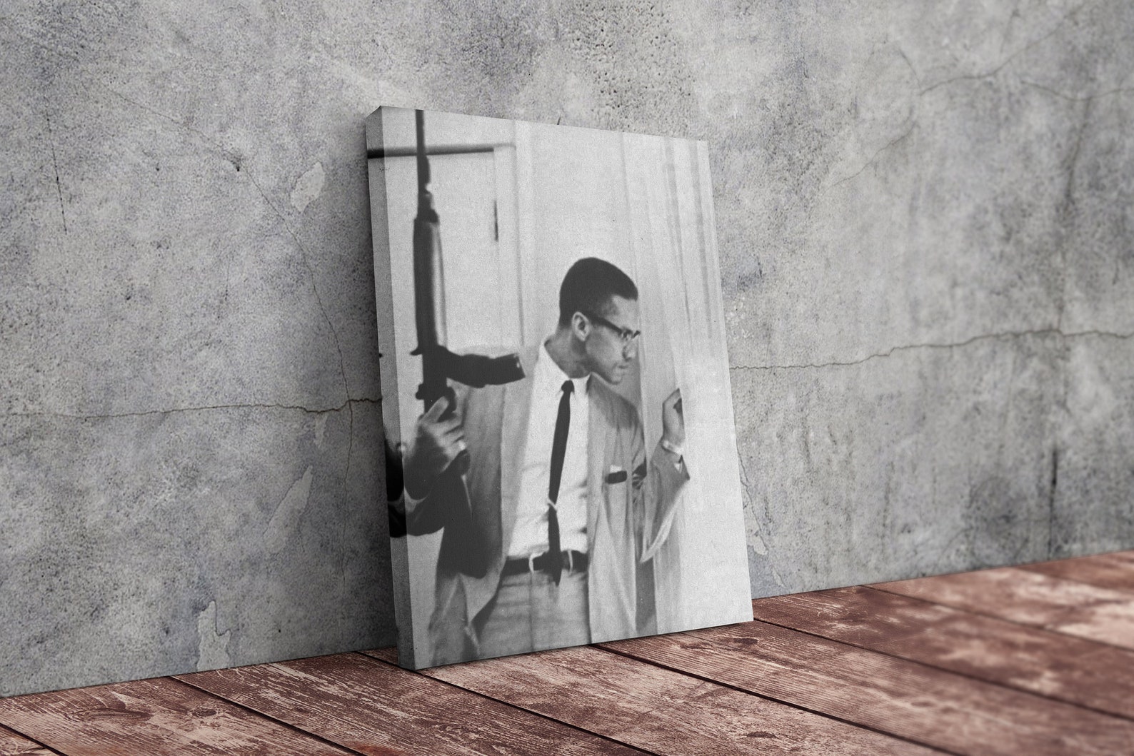 Malcolm X Looking Out the Window Holding Gun Wall Art Canvas Etsy