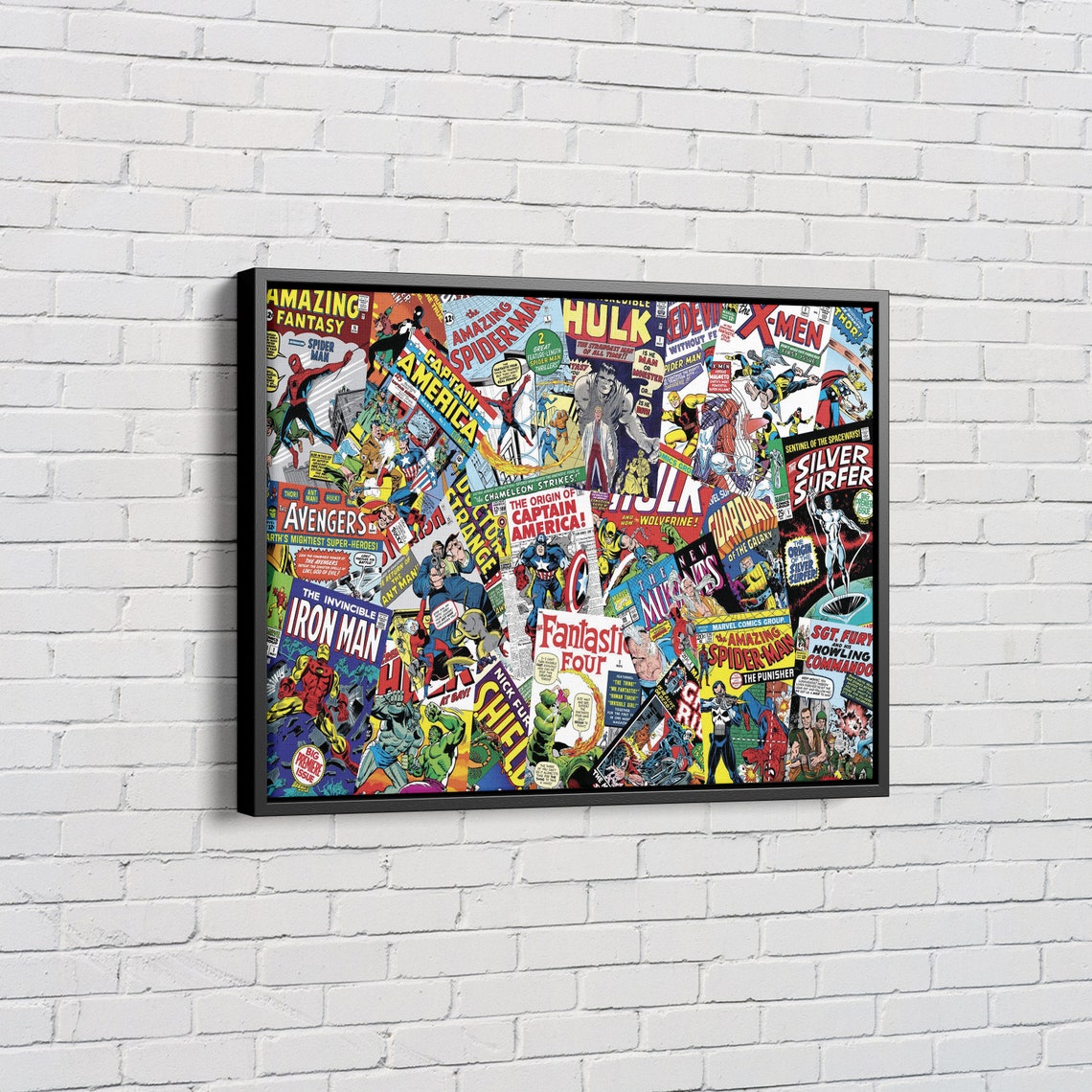 Marvel Collage Super Heroes Retro Canvas Poster Canvas Wall Etsy UK