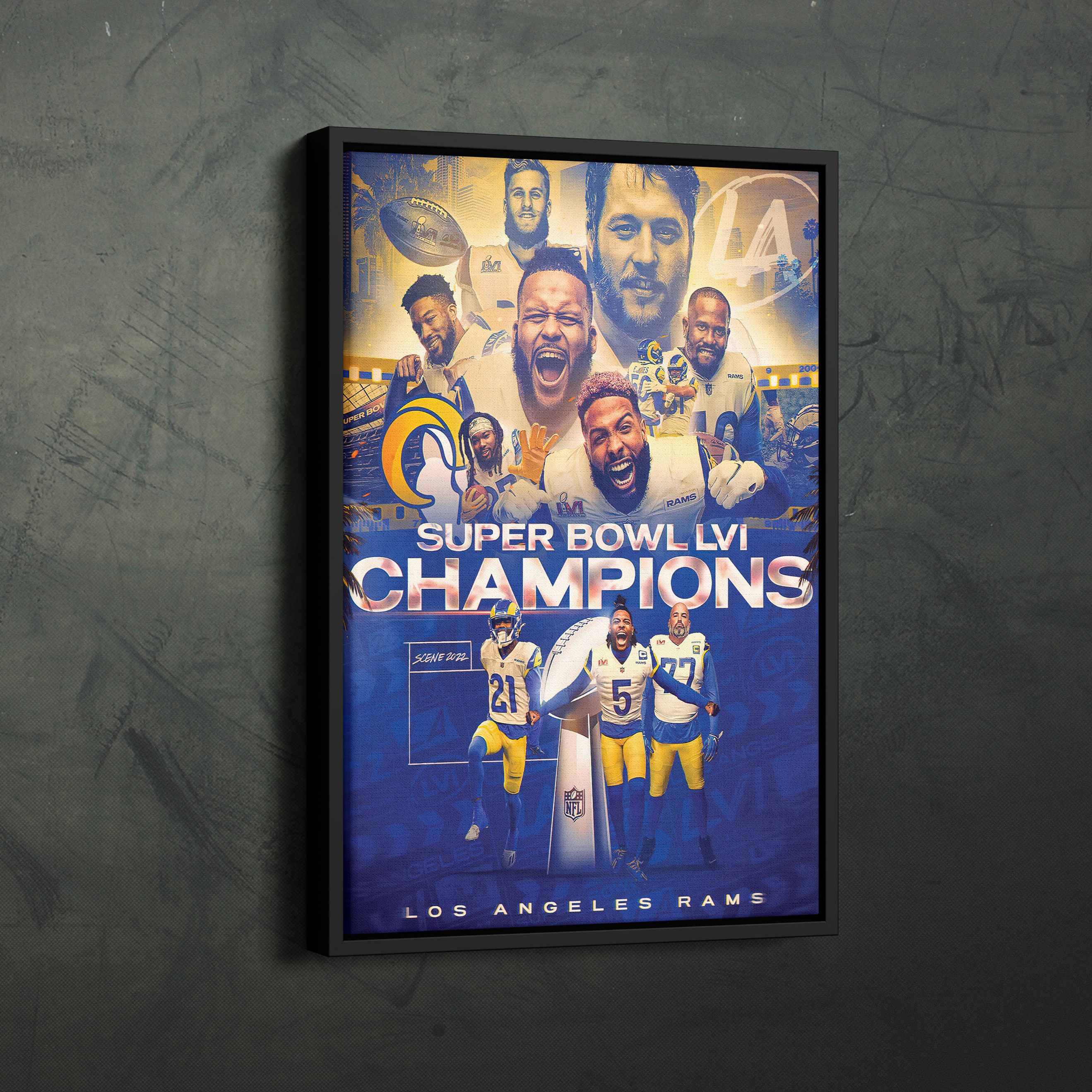 Los Angeles Rams Champions Poster Super Bowl LVI NFL Canvas 