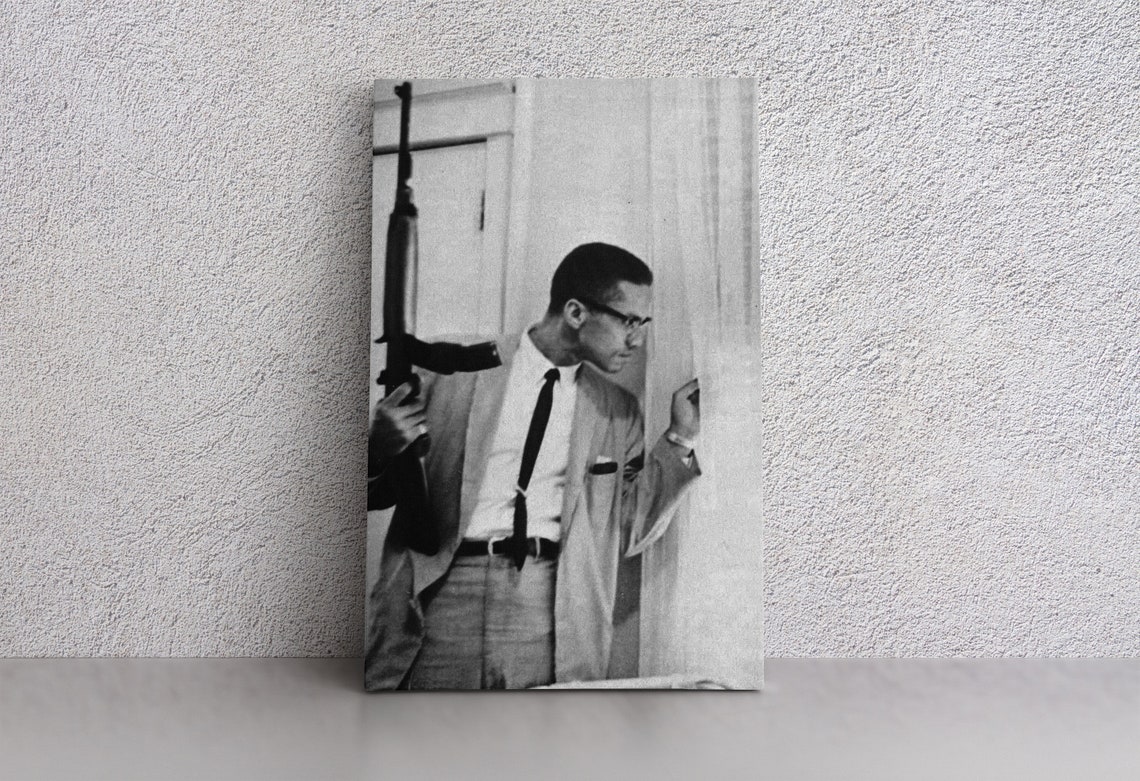 Malcolm X Looking Out the Window Holding Gun Wall Art Canvas Etsy