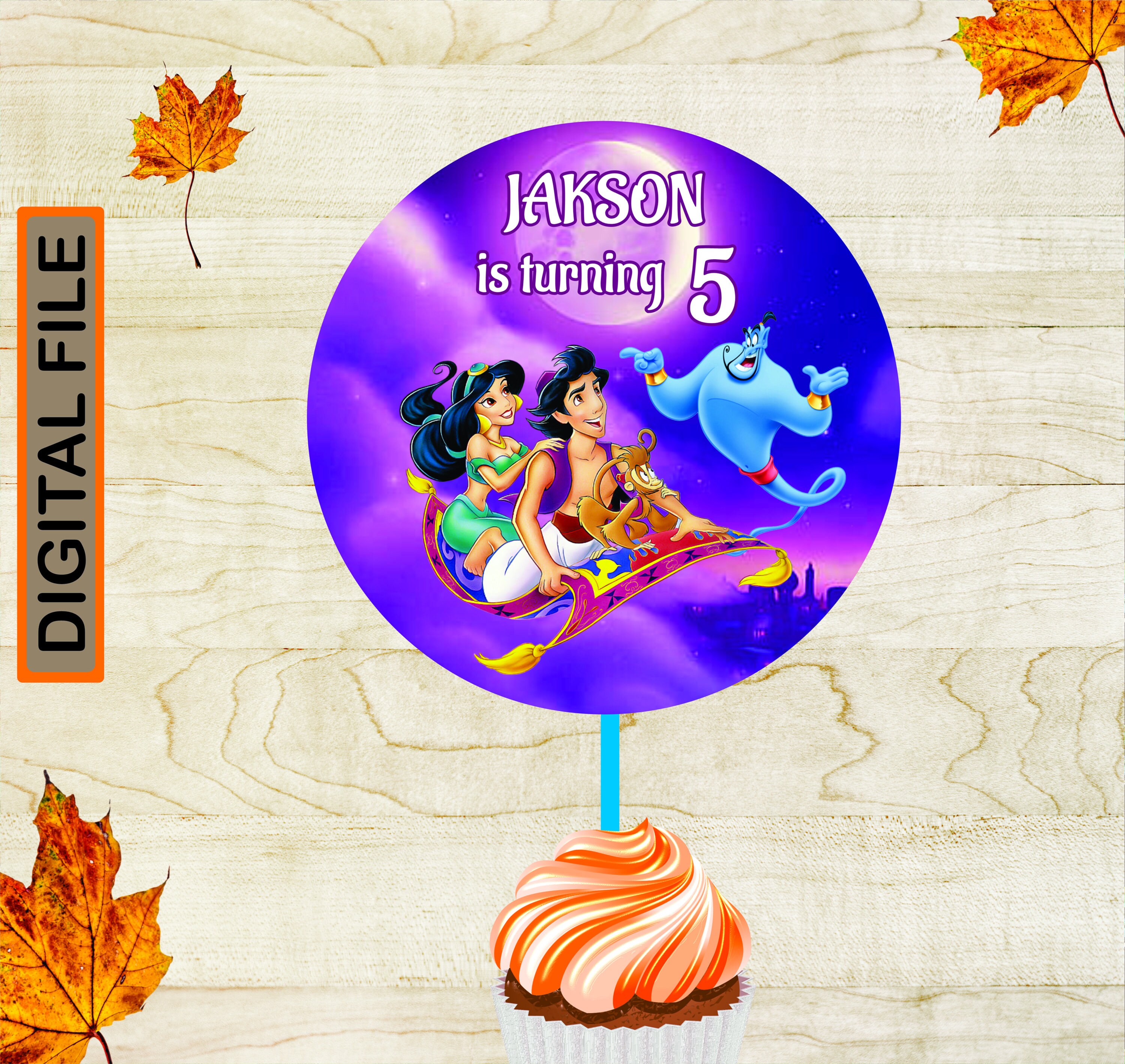 Aladdin Cupcake Toppers Aladdin Birthday Party Aladdin Etsy