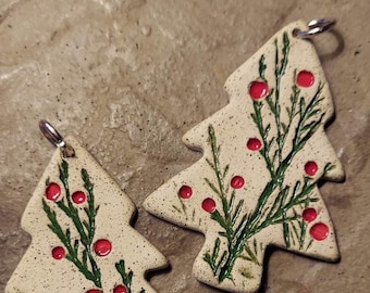 Speckled Christmas Tree "PawPaws Tree" Necklace Handmade Ceramic Stoneware Clay