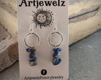 Handcrafted Lapis Lazuli Authentic Gemstone Crystal Earrings