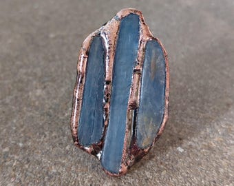 Handmade Soldered Agate Ring Adjustable Geometric Statement Jewelry