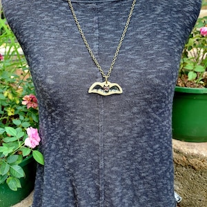 Halloween Bat Pendant Handmade Ceramic Clay Necklace Stoneware Pendant