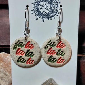 Christmas Holiday Earrings Hypoallergenic Handmade Ceramic - Lightweight Stoneware Clay