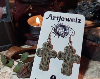 Hammered Cross Earrings Handcrafted Pottery Jewelry