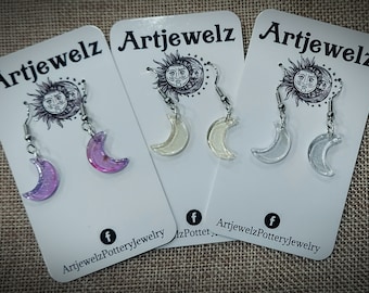 Handcrafted Acrylic Crescent Moon Earrings