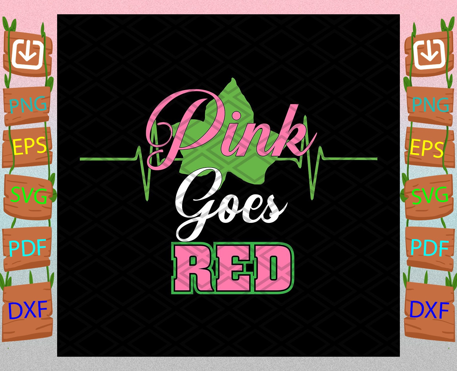 AKA Pink Goes Red Sorority Svg aka sorority svg Aka Girl Etsy