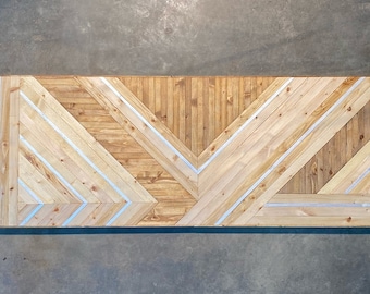 Geometric Wood Hanging Headboard, Geometric Wood Wall Art