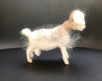 Needle Felted White Goat - Ready To Ship! Realistic Animal Toy. Waldorf Toy.Wool sculpture. Home decor.