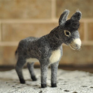 Needle Felted Christmas Donkey- Ready To Ship! Realistic Toy, Felt Animals, Collectible Animal Toy, Waldorf Animal Toy, Farm, Nativity Scene