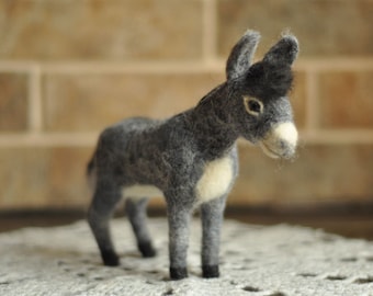 Needle Felted Christmas Donkey- Ready To Ship! Realistic Toy, Felt Animals, Collectible Animal Toy, Waldorf Animal Toy, Farm, Nativity Scene