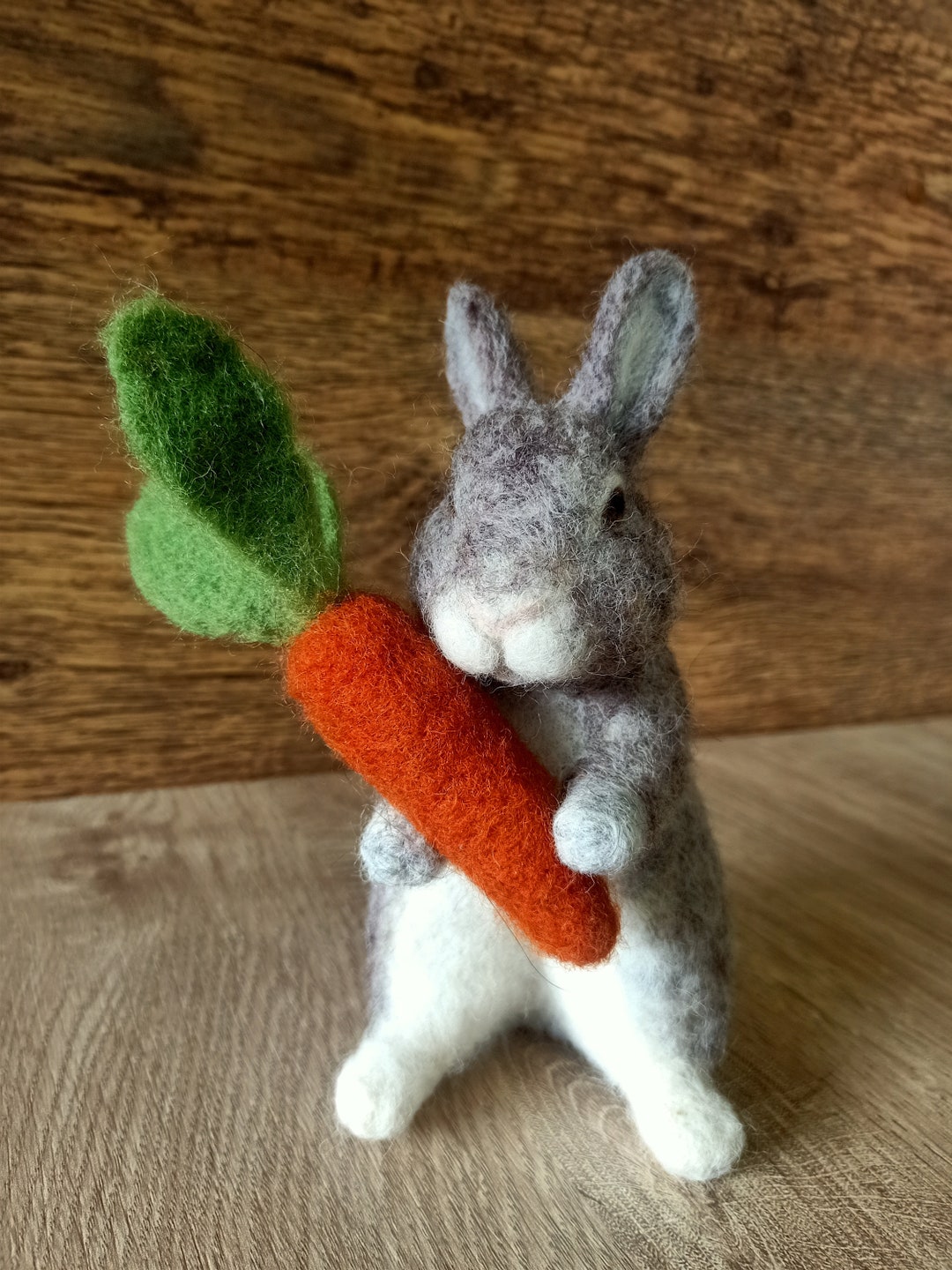Needle Felted Easter Bunny With Carrot - Ready to Ship! Realistic ...