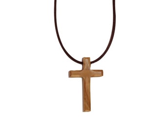 Cruz de madera de olivo hecha a mano: regalo cristiano de Belén