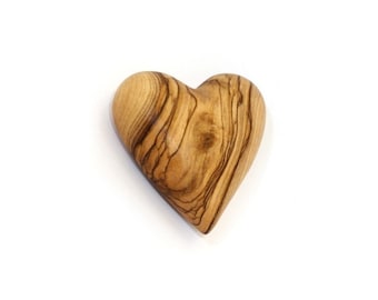 Lot of 5 Handmade Olive Wood 3D Hearts