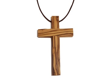 Handmade Olive Wood Cross Pendant: Christian Gift from Bethlehem