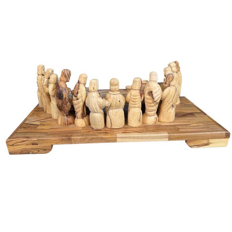 Hand Carved Olive Wood Last Supper Statue: Bethlehem Religious Art - Etsy