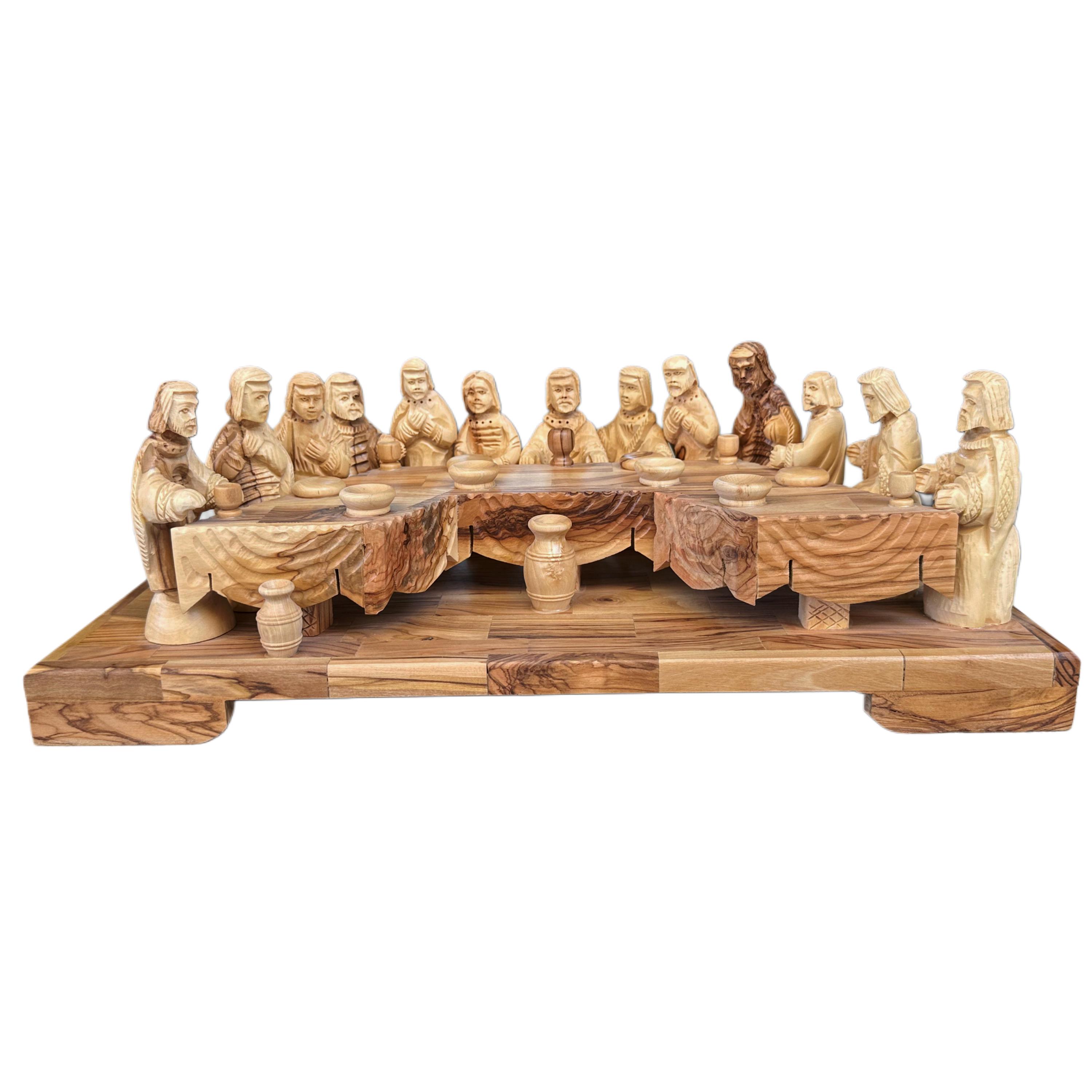 Hand Carved Olive Wood Last Supper Statue: Bethlehem Religious Art - Etsy