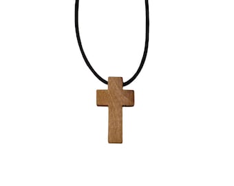Colgante de cruz de madera de olivo hecho a mano de fábrica