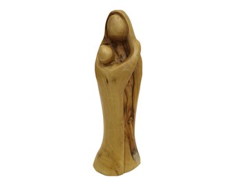 Olive Wood Virgin Mary and Baby Jesus Figurine - Holy Land Decor