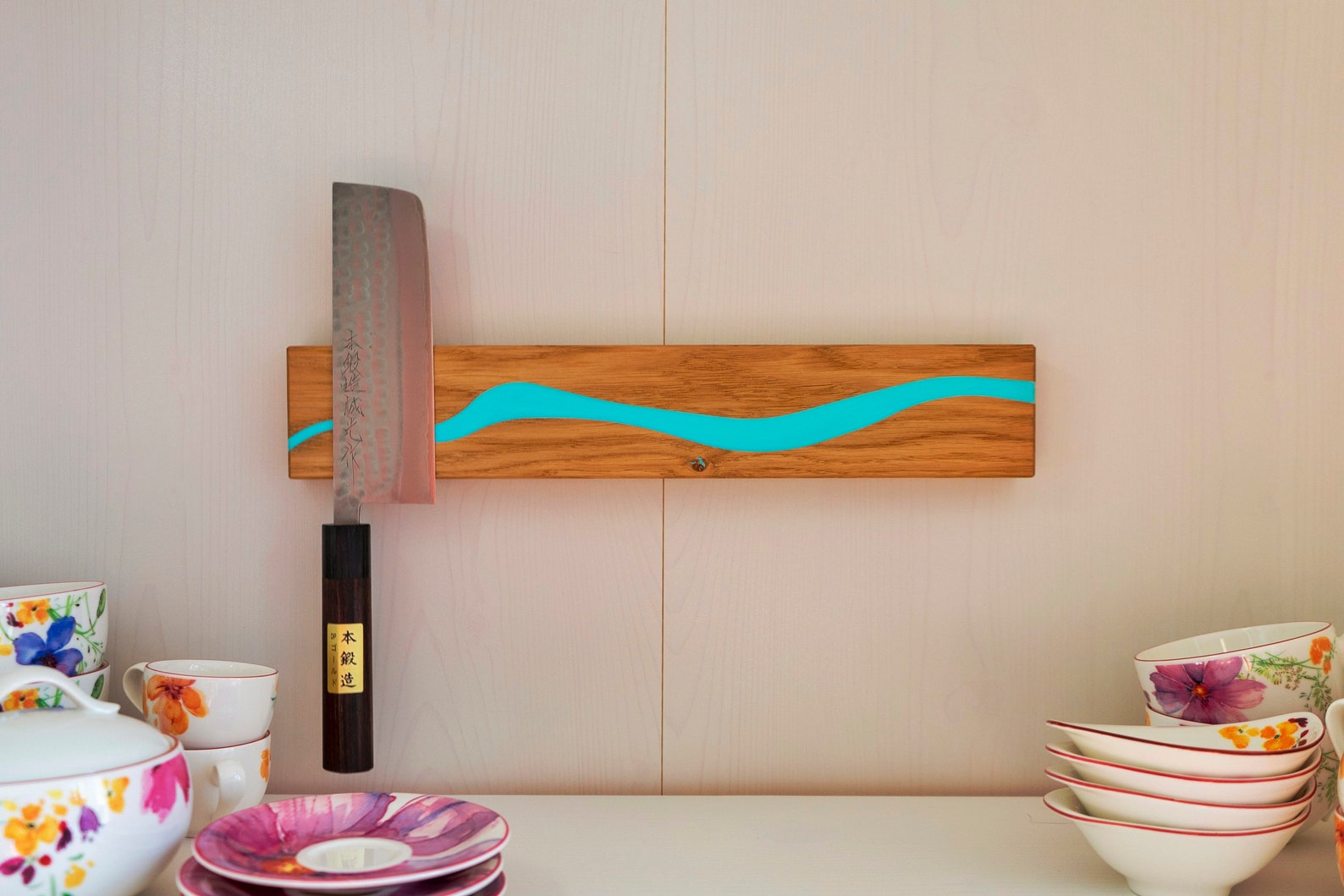 Wood Knife Holder EPOXY INLET BlueFlow Etsy