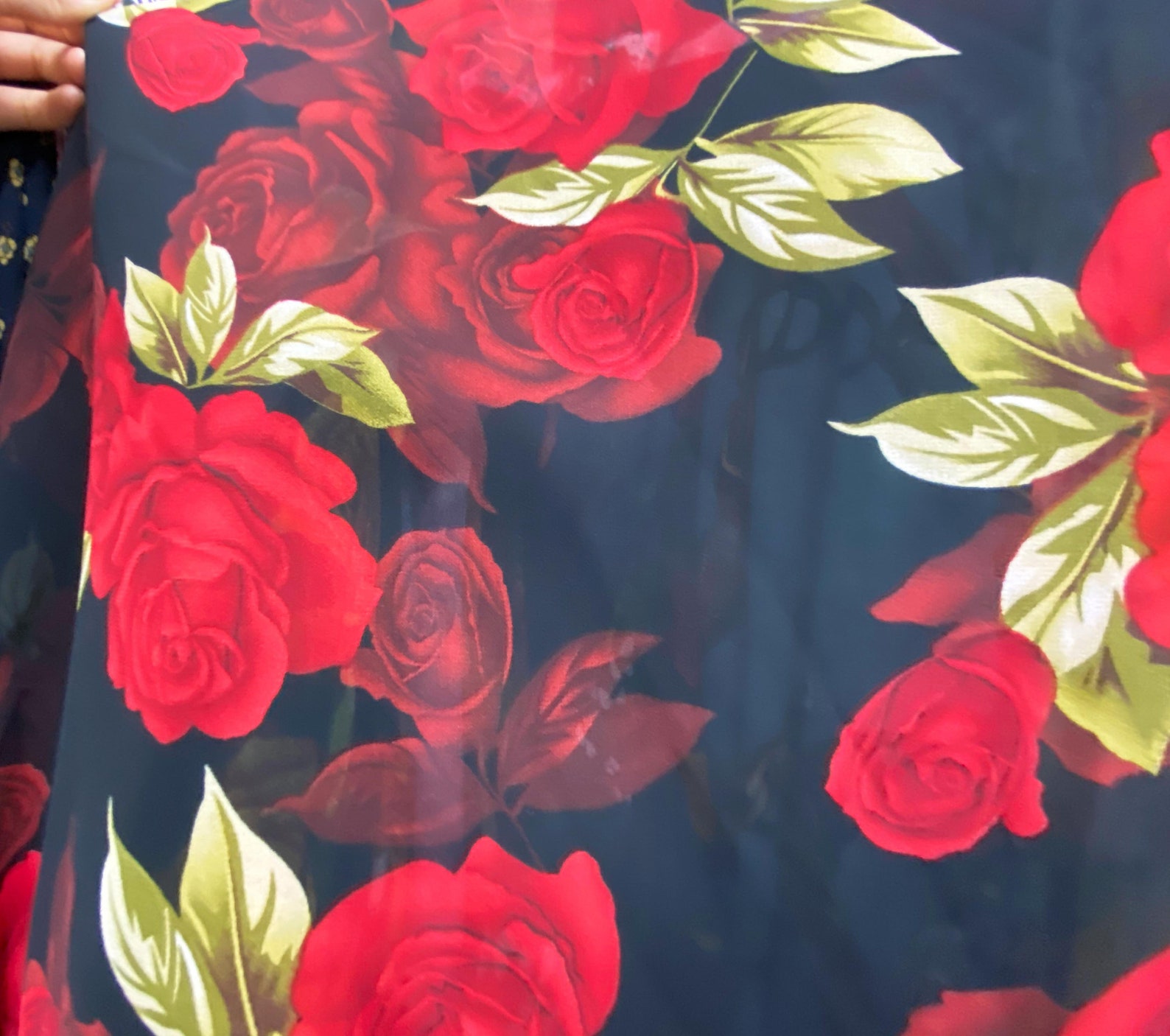 Red Floral Chiffon Fabric/flower Fabric by the Yard/brocade Etsy