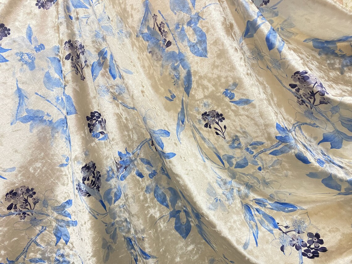 Floral Velvet Fabric Printed Velvet Fabric Velvet Fabric by - Etsy