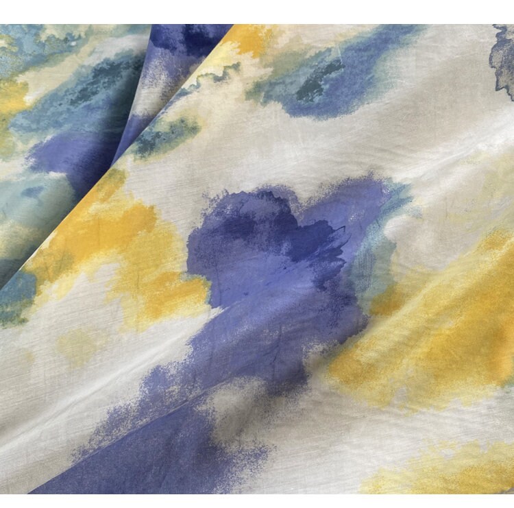 Tie Dye Silk and linen fabric/Colorful Silk and Linen Etsy
