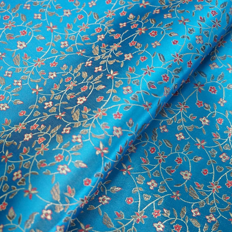 Blue Cotton Floral Silk Fabric/fabric by the Yard Etsy
