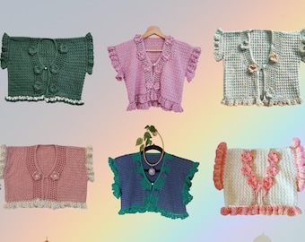 Hana Cardigan - Crochet Spring Cottagecore Flower Cardigan Pattern