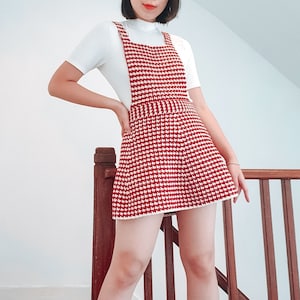 Alice Pinafore Dress - Retro Houndstooth Crochet Dress Pattern