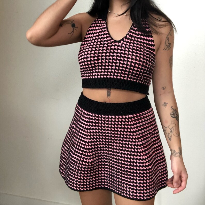 Stella Set - Retro Diamond Crochet Set Top + Rock Muster Bild 6
