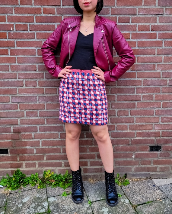 Girlfriend Skirt - Crochet Plaid Skirt, Inspired by Avril Lavigne