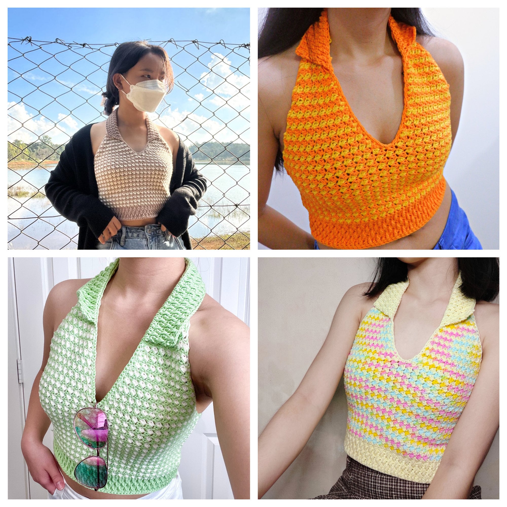 Stella Top - Retro Diamond Crochet Halter Top Pattern - Etsy