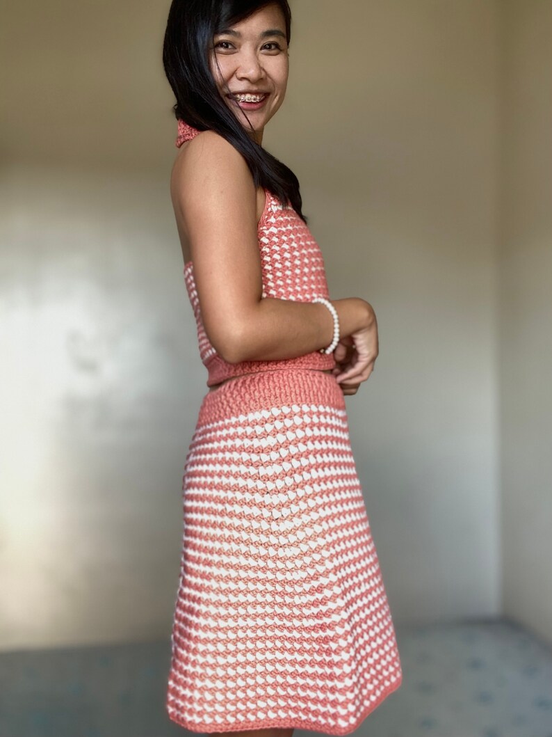 Stella Set - Retro Diamond Crochet Set Top + Rock Muster Bild 8