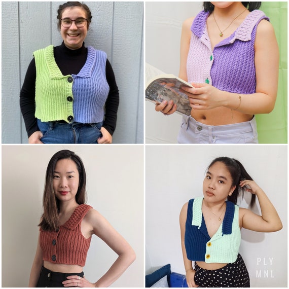 Dorothy Vest - Retro Collared Ribbing Crochet Vest Pattern - Etsy