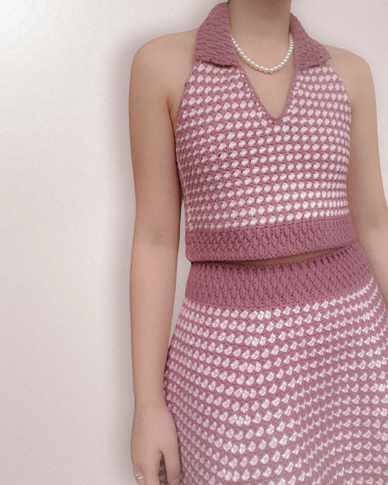 Stella Set - Retro Diamond Crochet Set Top + Rock Muster Bild 9