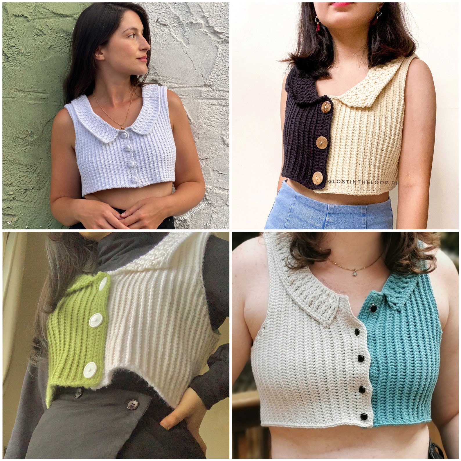 Dorothy Vest Retro Collared Ribbing Crochet Vest Pattern - Etsy