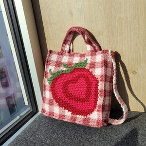 バンドル Love you berry Much バッグ かぎ針編みパターン - かぎ針編みコテージコア ストロベリーバッグ