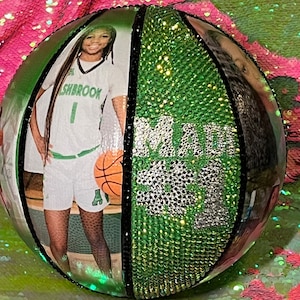 Personalized Picture and Rhinestone basketball