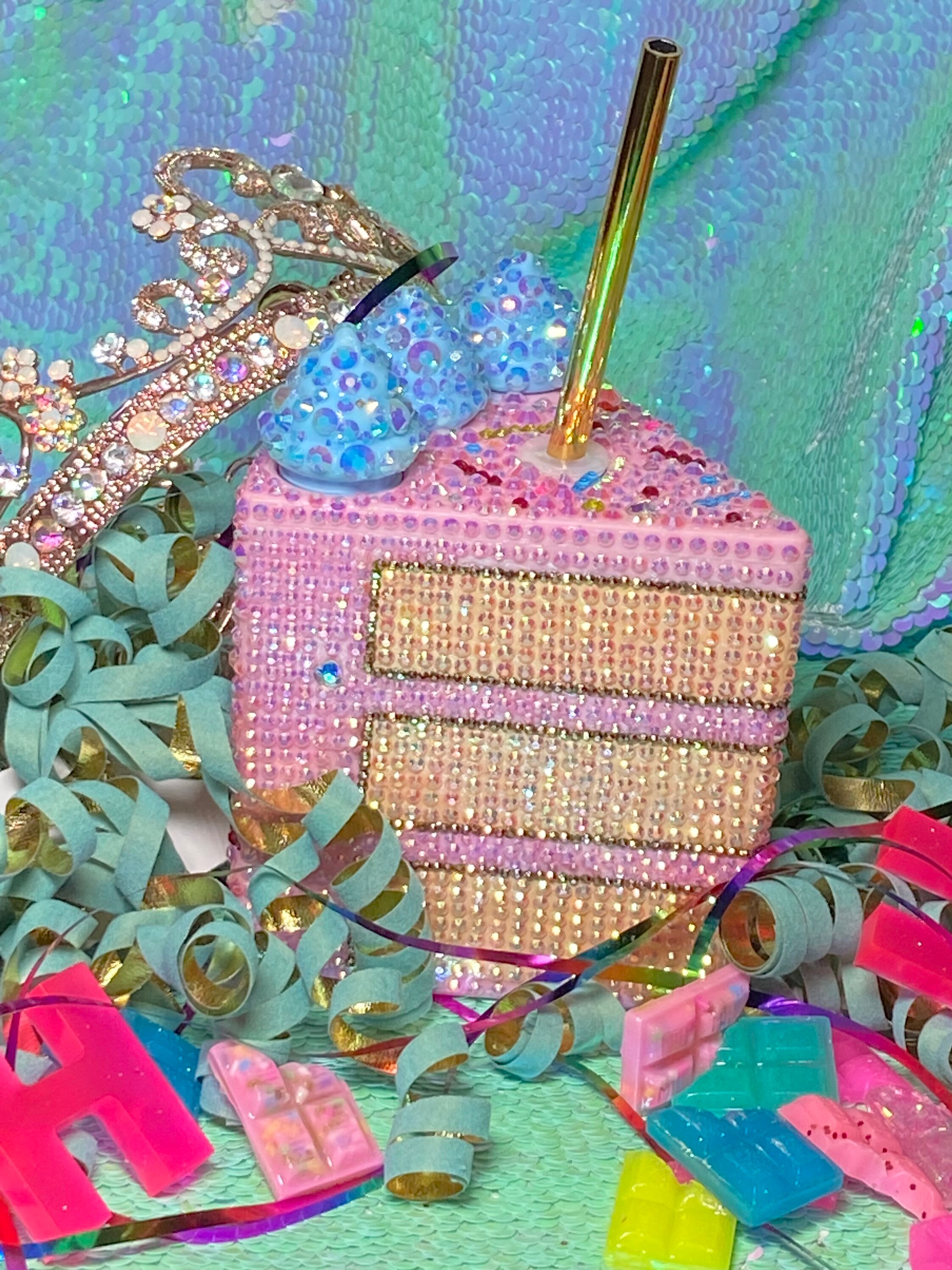 Cake tumbler,Birthday cake rhinestone tumbler. Birthday cake tumbler. Birthday cake slice rhinestone tumbler. Rhinestone tumbler. Cake cup.