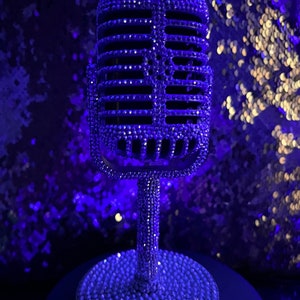 Rhinestone microphone, microphone prop, vintage