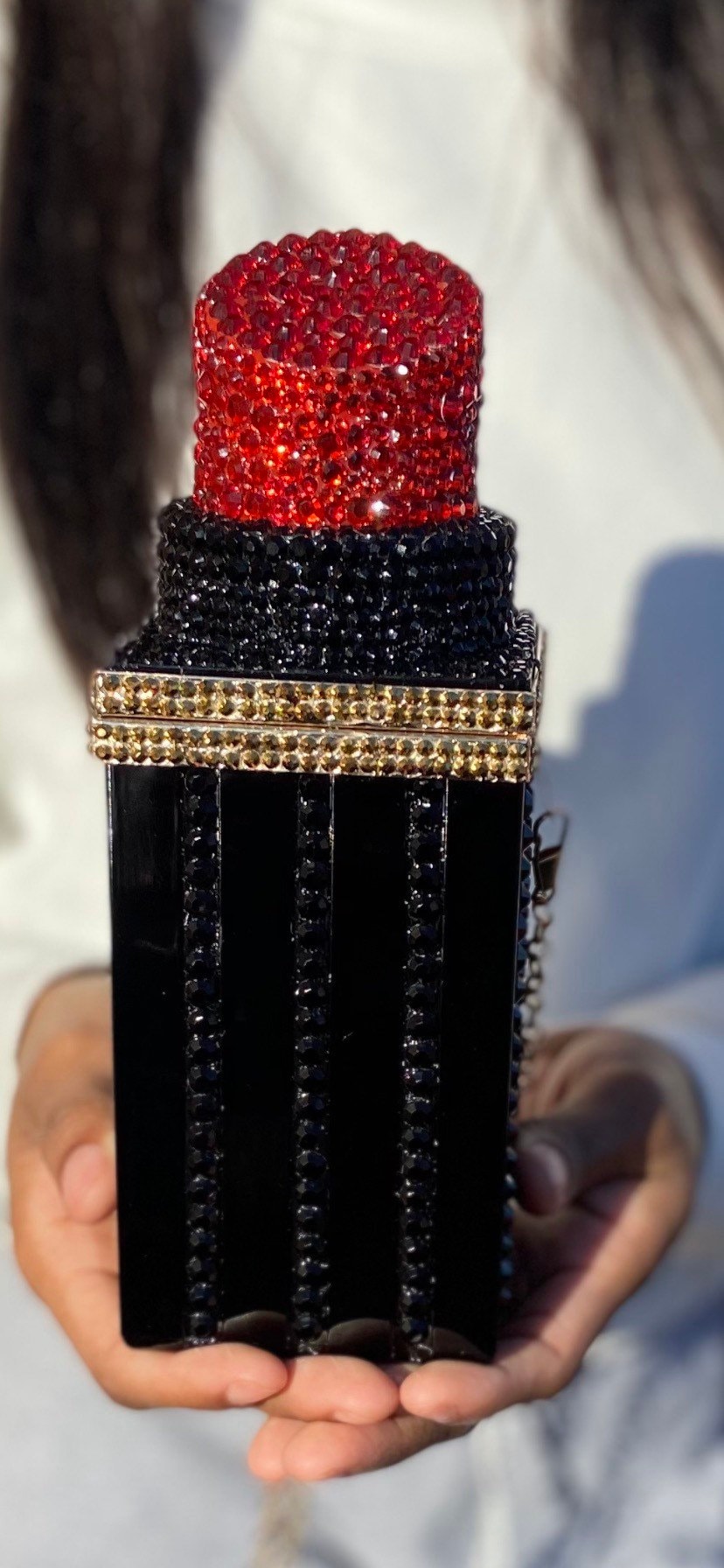 Fashion Gradient Rhinestone Coin Purse Lipstick Bag Keychain Light