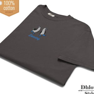 Funny Dancing Blue Footed Booby Embroidered T-shirt, Minimal Design Tee – Custom Unisex Tee – Pre shrunk fabric