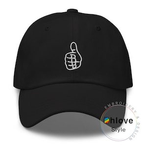 Thumbs Up Embroidered Dad Hat, Minimalist Line Drawing – Unisex Adjustable Baseball Hat – Cute Cap