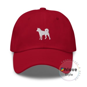 Minimal embroidered Jindo dog silhouette on unisex dad hat