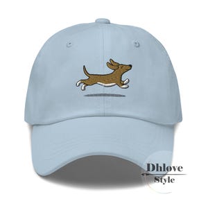 Dachshund Embroidered Dad Hat, Happy Puppy Baseball Cap – Funny Winer Dog Gift – Cute Unisex Cotton Hat