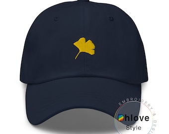 Ginkgo Leaf Dad Hat, Embroidered Baseball Cap-Unisex